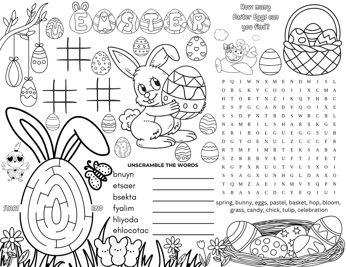 Easter Activity Coloring Page (Digital Downloads)