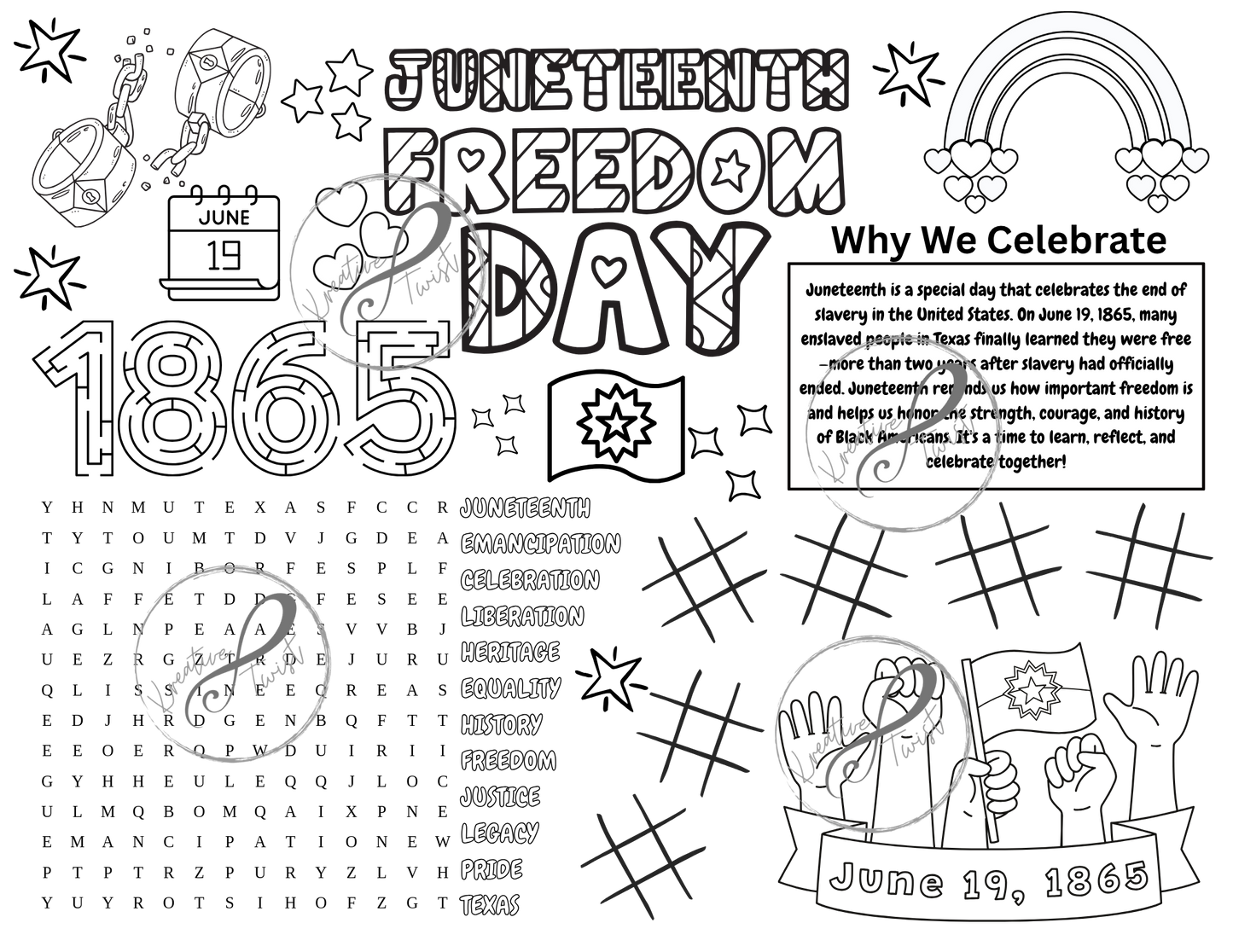 Juneteenth Activity Coloring Page (Digital Downloads)