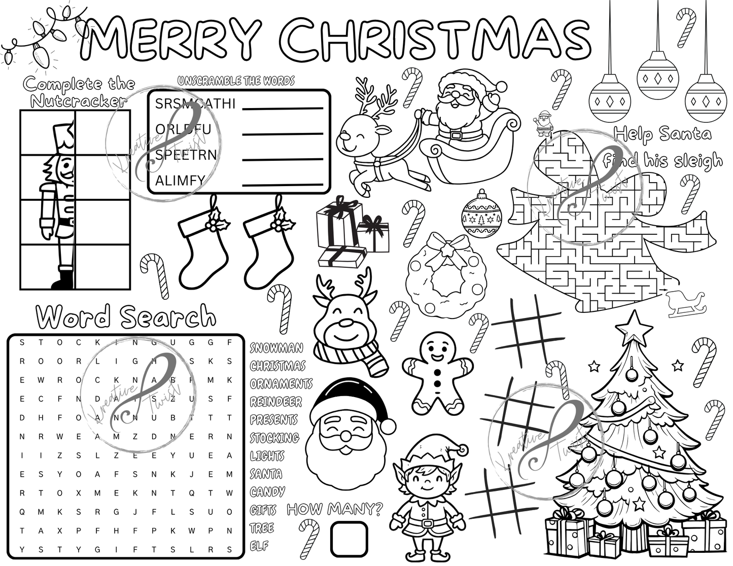 Christmas Activity Coloring Page (Digital Downloads)