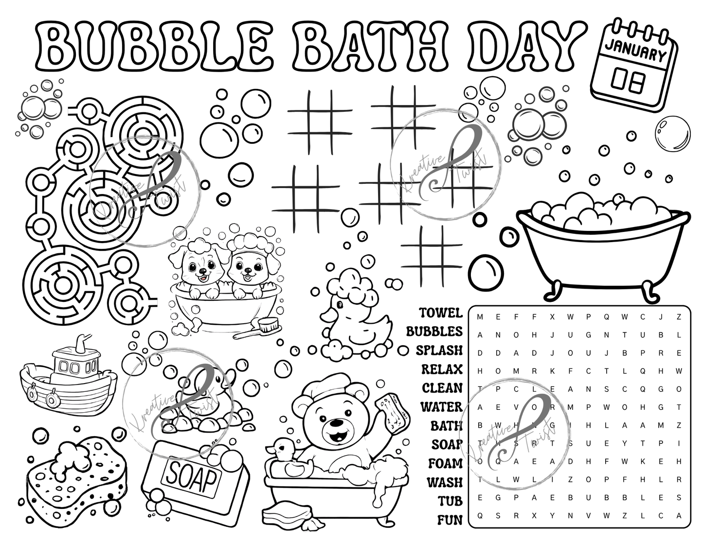 January Activity Coloring Pages