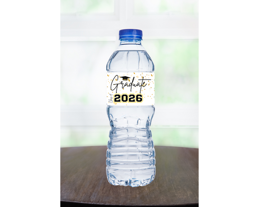 Editable Graduation Water Bottle Label Canva Template