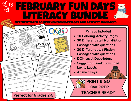 February Fun Days Literacy Bundle