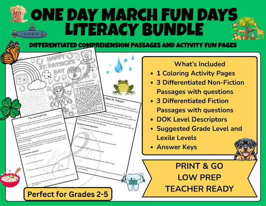 March Fun Days Literacy Single Day Set