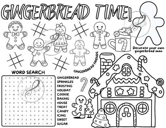 Gingerbread Activity Coloring Page (Digital Downloads)