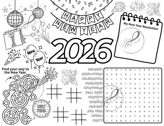 New Year Activity Coloring Page (Digital Downloads)