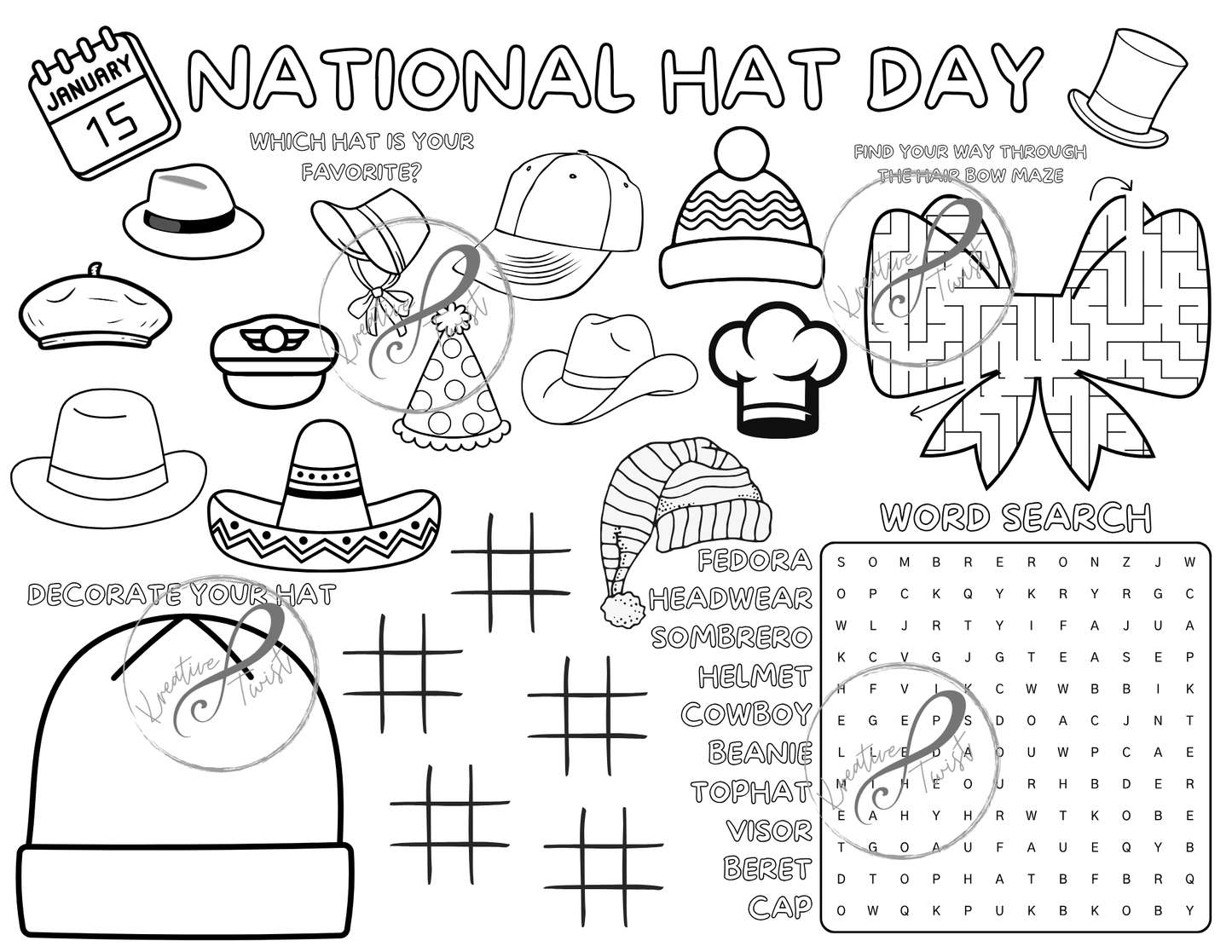 January Activity Coloring Pages