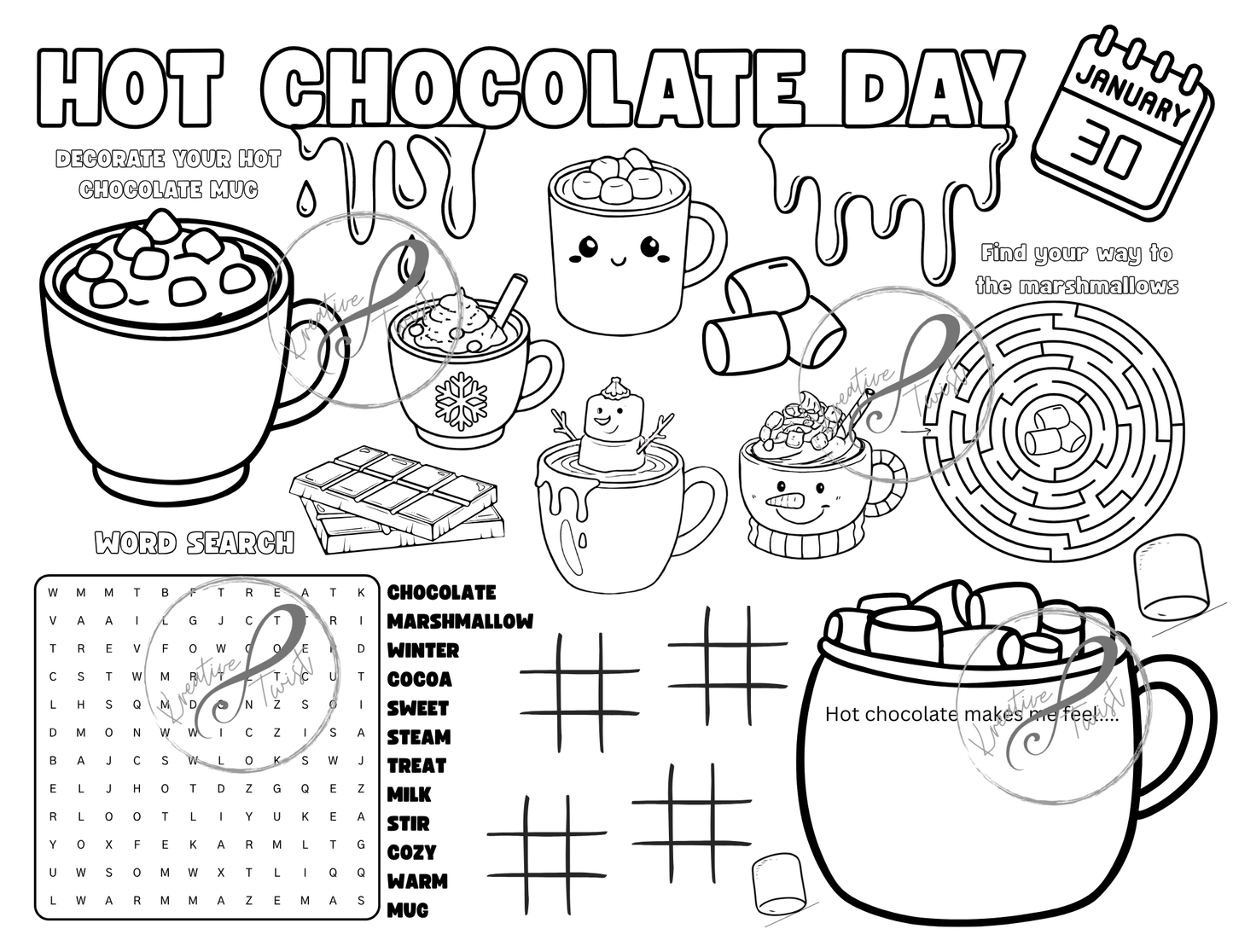 January Activity Coloring Pages