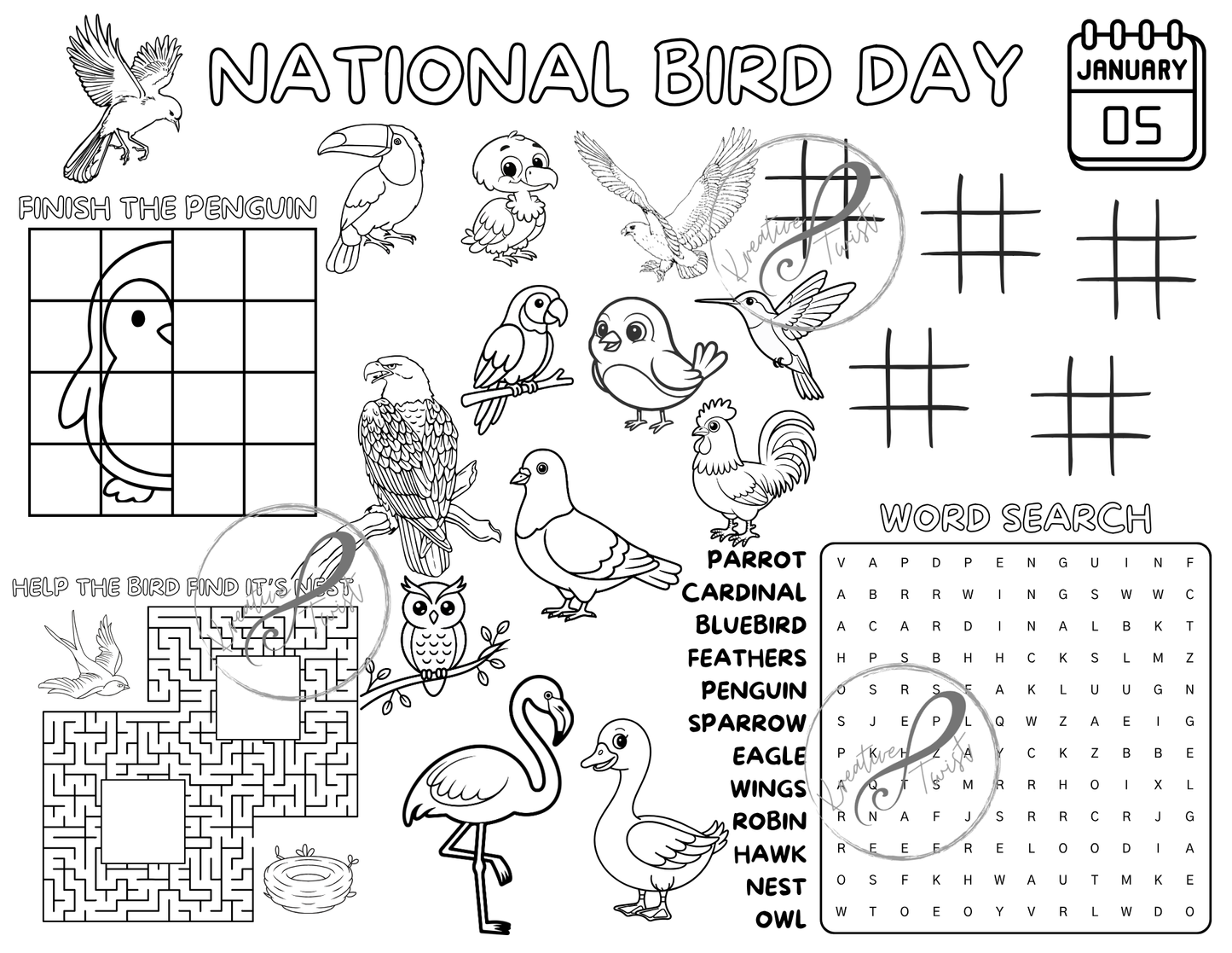 January Activity Coloring Pages