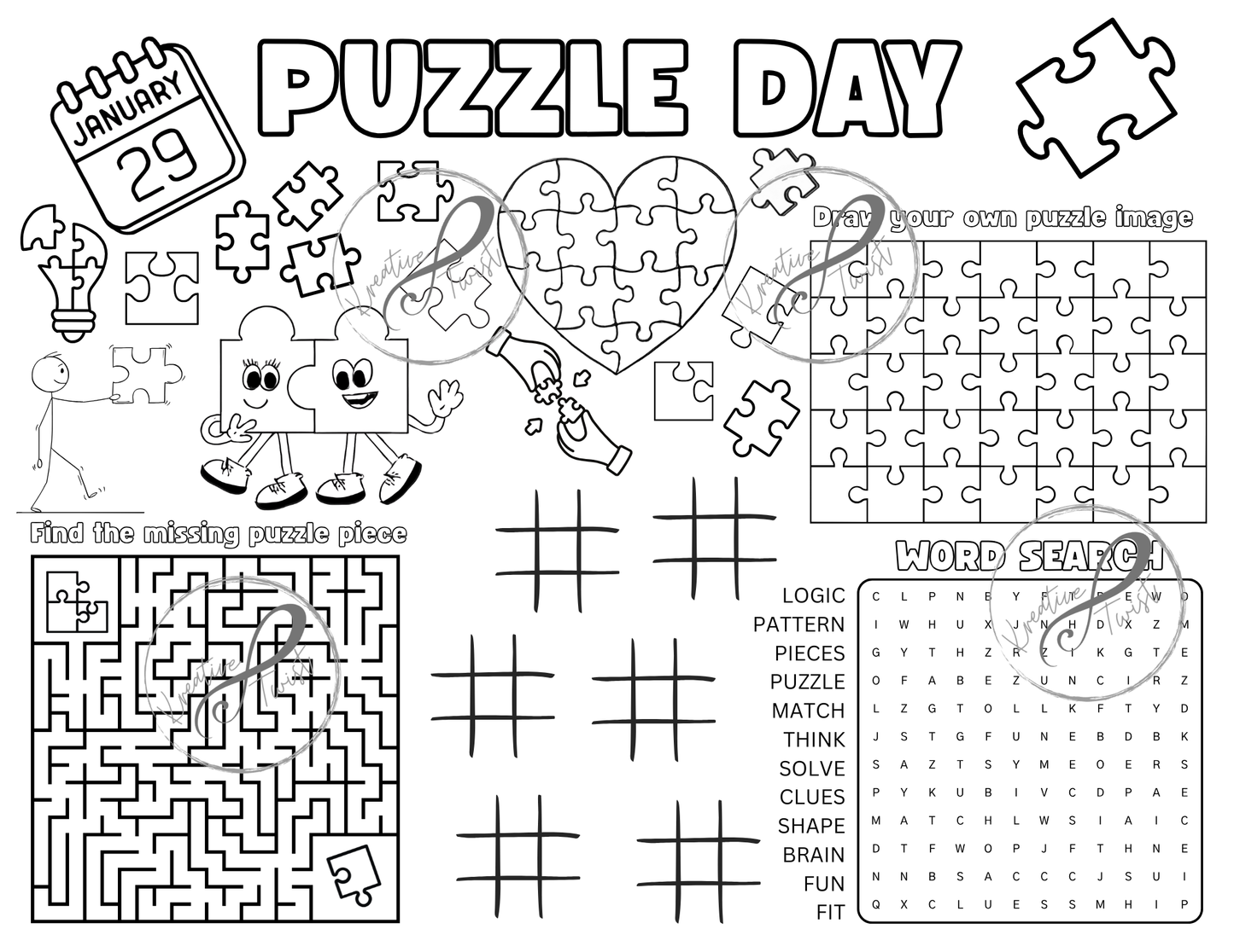 January Activity Coloring Pages