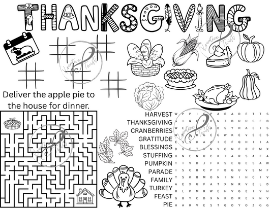 Thanksgiving Activity Coloring Page (Digital Downloads)