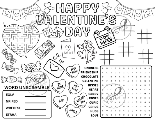 Valentine's Day Activity Coloring Page (Digital Downloads)