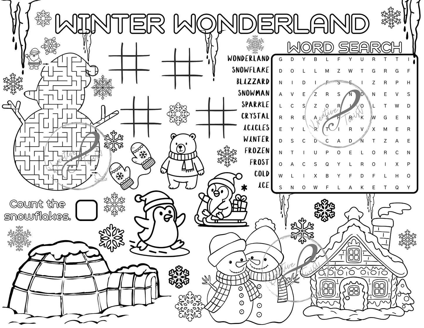Winter Wonderland Activity Coloring Page (Digital Downloads)