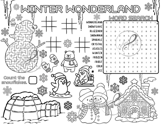 Winter Wonderland Activity Coloring Page (Digital Downloads)